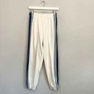 The Greii Side Stripe Jogger Sweatpants Women Size Small Blue White Pull On